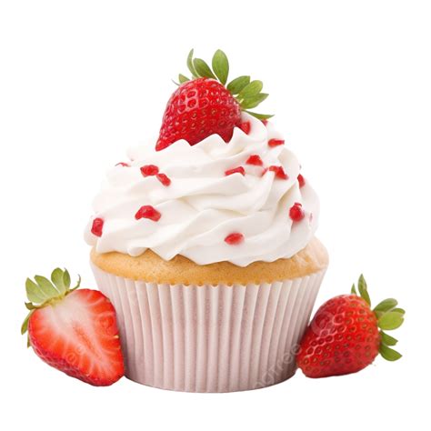 Cupcake De Fresa Con Crema Png Dibujos Hornear Bocadillo Postre Png