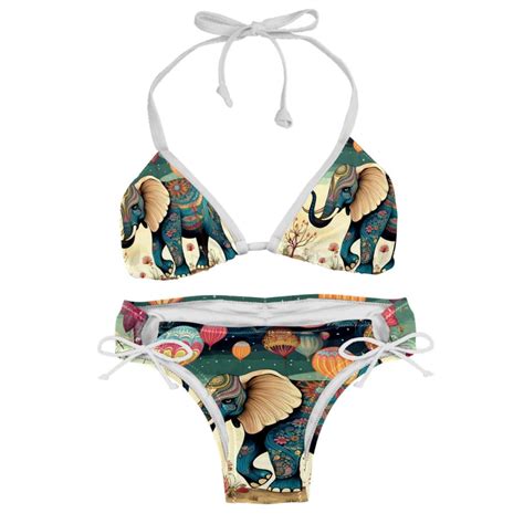 Elephant Detachable Sponge Adjustable Strap Bikini Set Two Pack Great