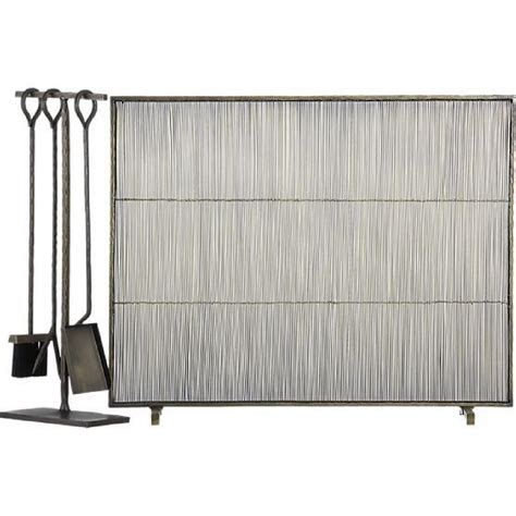 Crate And Barrel Antiqued Brass Fireplace Screen And Tools Aptdeco