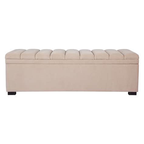 Soho Storage Bench Ottoman Nude Velvet Glam Luxe