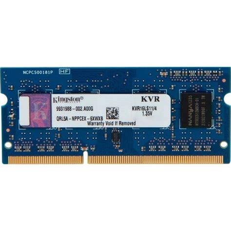 رم لپ تاپ کینگستون 4 گیگابایت Ddr3l با فرکانس 1600 مگاهرتز ا Kingston