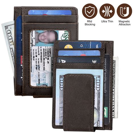 Men Leather Magnetic Front Pocket Wallet Money Clip Slim Id Credit Clip Art Library