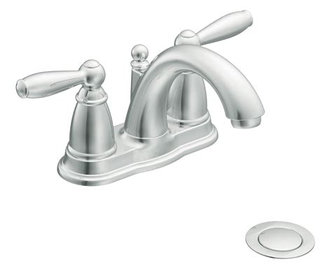 Moen 6610 Brantford Two Handle Low Arc Centerset Bathroom Faucet With Drain Assembly Chrome