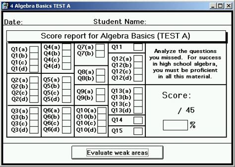 PreAlgebra Cumulative TEST With Item Analysis