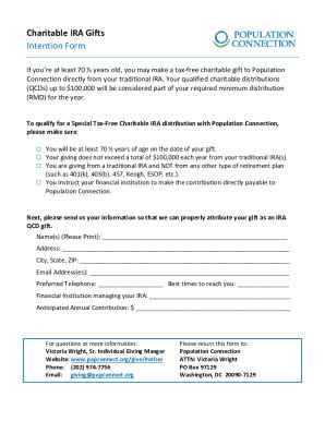 Fillable Online Charitable Ira Gifts Intention Form Fax Email Print