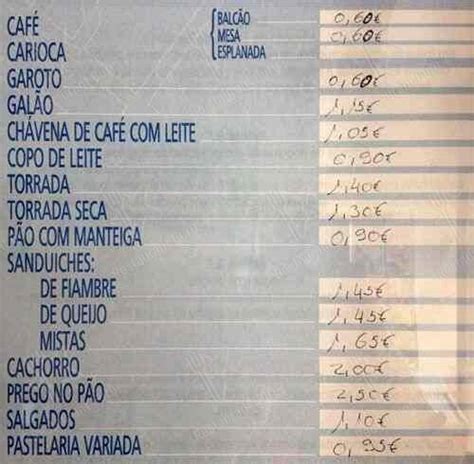 Menu at Bom Paladar pub bar Lisbon R Lucília Simões