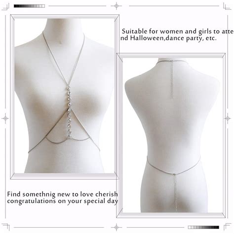 Boho Crystal Body Chain Silver Bikini Chain Bra Summer Beach Body Jewelry Chain For Women And