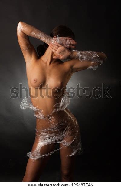 Naked Girl Covered Plastic Film On Stock Photo 195687746 Shutterstock