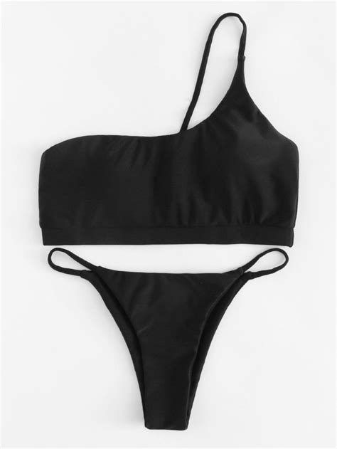 Zaful Ribbed Cutout One Shoulder Bikini Set Artofit