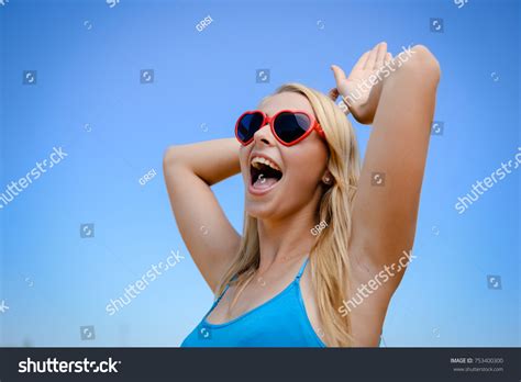 Attractive Sexy Blonde Woman Wear Sunglasses Stock Photo 753400300 Shutterstock