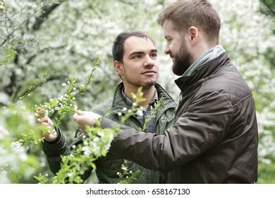 Romantic Gay Couple Spring Park Stock Photo Shutterstock