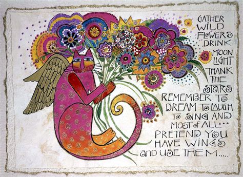 Laurel Burch Gather Wild Flowers” Laurel Burch Art Angel Cat Artist