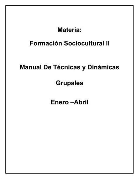 Manual De T Cnicas Y Din Micas Grupales Psico Ed Cate Udocz