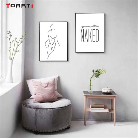 Minimalist Naked Woman Body Art Print Modern Abstract Canvas Bathroom Decor WePosters