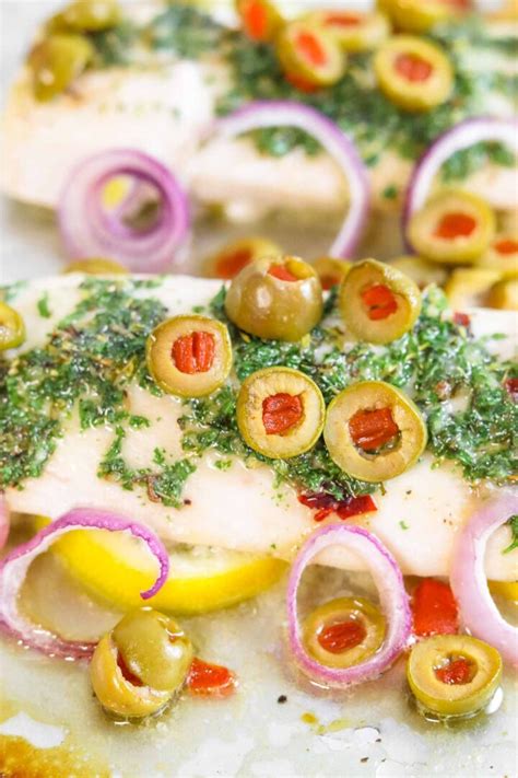 Baked Mahi Mahi with Herbs and Olives - Peel with Zeal