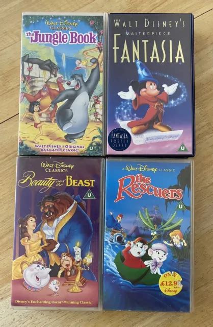 4 X DISNEY VHS Bundle Walt Disney Video Tapes Classic Vintage Films