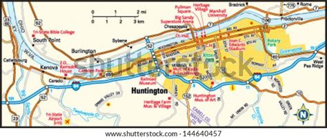 Huntington West Virginia Area Map Stock Vector (Royalty Free) 144640457 ...