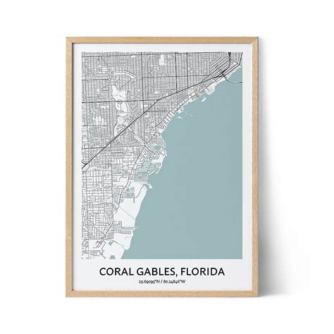 Coral Gables Map Poster - Your City Map Art - Positive Prints