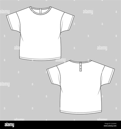 Short Sleeve Round Neck T Shirt Technical Fashion Flat Sketch Vector