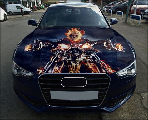 Fire Skull Car Hood Wrap Full Color Vinyl Decal Rider Sticker Etsy