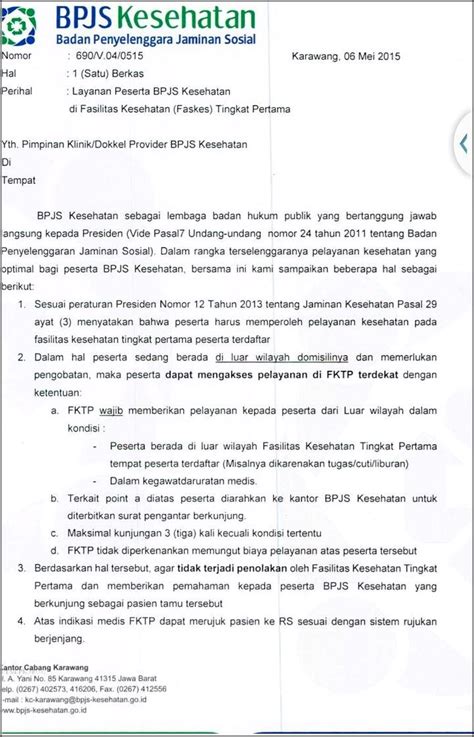 Contoh Surat Keterangan Bpjs Kesehatan Untuk Persyaratan Surat Riset