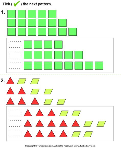 Identify The Next Growing Pattern Turtle Diary Worksheet