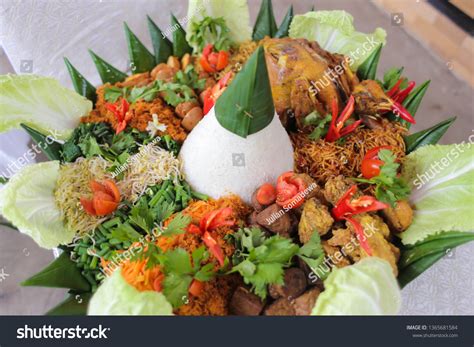 beautiful javanese nasi tumpeng indonesian traditional stock photo