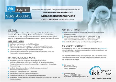 IKK gesund plus on Twitter Neues Stellenangebot für Magdeburg bei