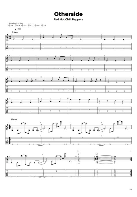 Red Hot Chili Peppers Otherside Tab By Nikola Gugoski