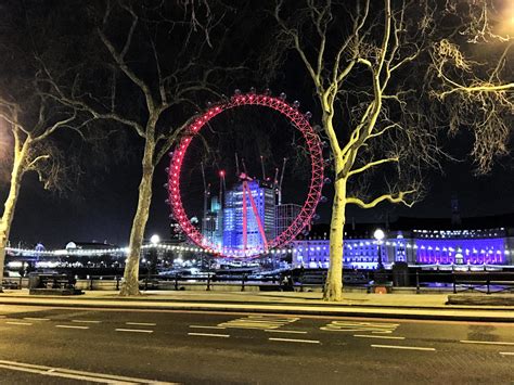 London In The Uk In March 2018 A View Of The London Eye At Night