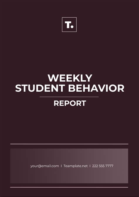 Free Student Weekly Behavior Report Template To Edit Online