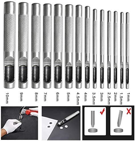 Nuoshen 14pcs Leather Hole Punch Cutter Round Hollow Punch Set For