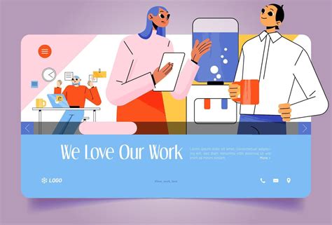 We Love Our Work Web Banner With Office People 12789442 Vector Art At