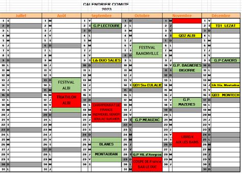 Calendrier comité 2023 2024 Tarot Midi Pyrénées