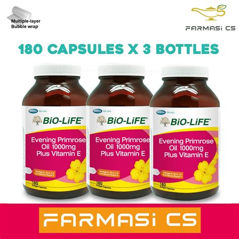 Bio Life Evening Primrose Oil 1000mg Plus Vitamin E 180s X 3 TRIPLE