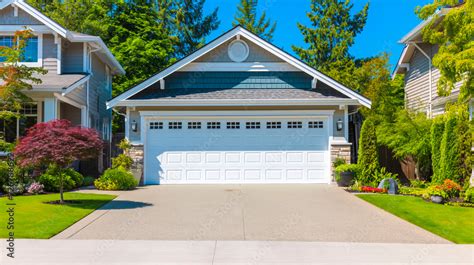 Garage Door Background A Typical American White Garage Door With A