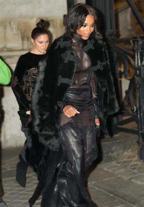 Ciara S Sheer Naked Dress At Paris Fashion Week POPSUGAR Fashion