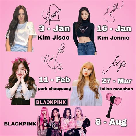 Bdays Of Blackpink Members🖤💗 Blackpink Birthday Dates Blackpink