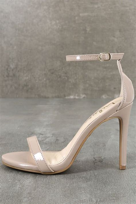Loveliness Light Nude Patent Ankle Strap Heels White Ankle Strap Heels Ankle Strap Heels