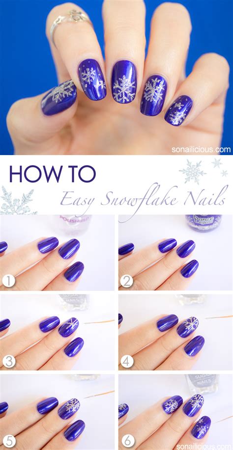 snowflake nail art tutorial - SoNailicious