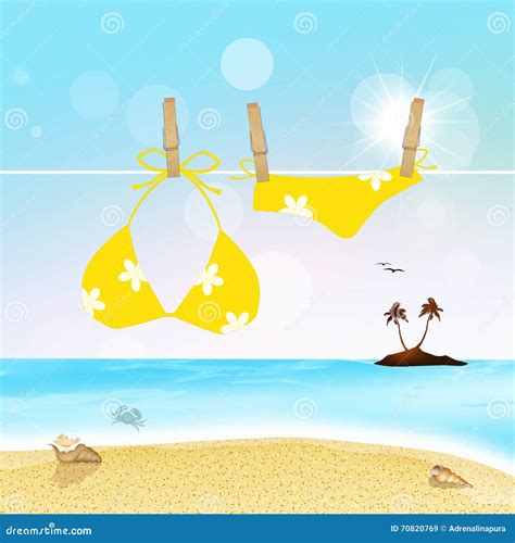 Bikini Sulla Spiaggia Illustrazione Di Stock Illustrazione Di Vestiti