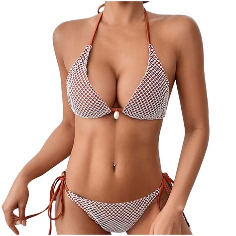 Arnsht Women S Fashion Halter String Triangle Bikini Sets Tie Side Thong Swimsuits Cheeky Two