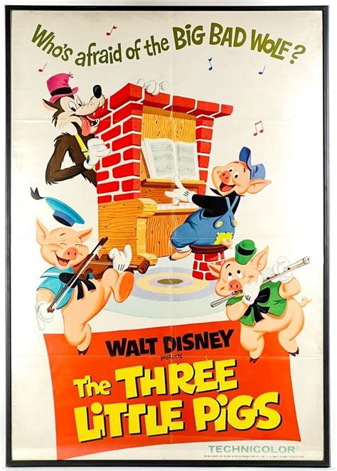 Lot - Disney The Three Little Pigs Movie Poster Framed 1968