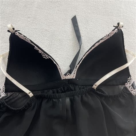 Linea Donatella Nightgown Lingerie Teddy Black Sheer Gem