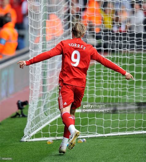 Fernando Torres of Liverpool celebrates after scoring a goal during ...