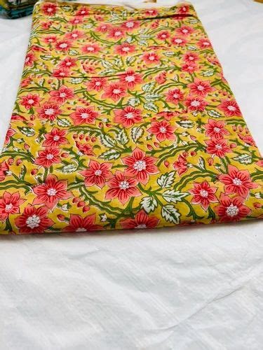 Mustard Hand Block Cotton Sanganeri Print Fabric At Rs Meter In Bagru