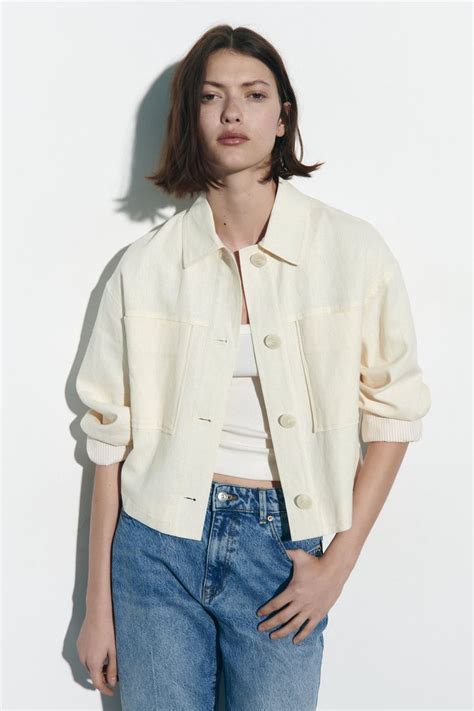 КРАТКА ЈАКНА ОД МЕШАВИНА НА ЛЕН | Женский стиль, Верхняя одежда, Куртка