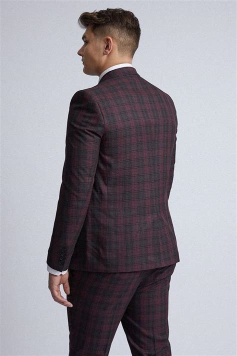 Suits Plus And Tall Red Black Tartan Suit Jacket Burton
