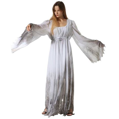 Halloween Women Gossamer Ghost Costume Gothic Victorian White Fancy