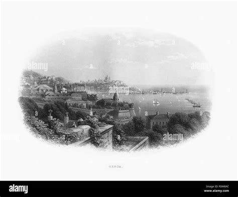 Genoa Italy Victorian Engraving Circa 1865 Stock Photo Alamy